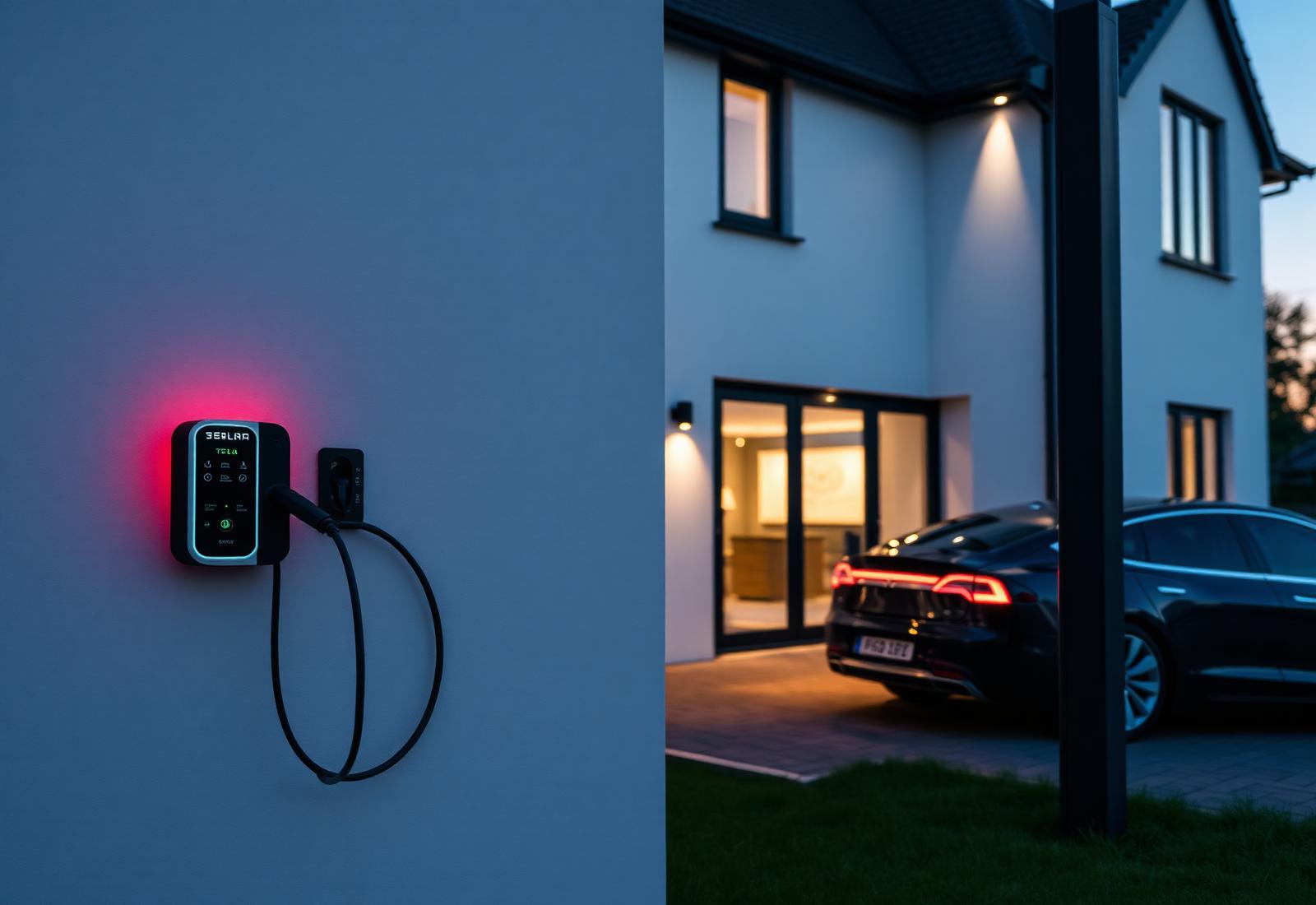 Modern EV charger installed at a British home