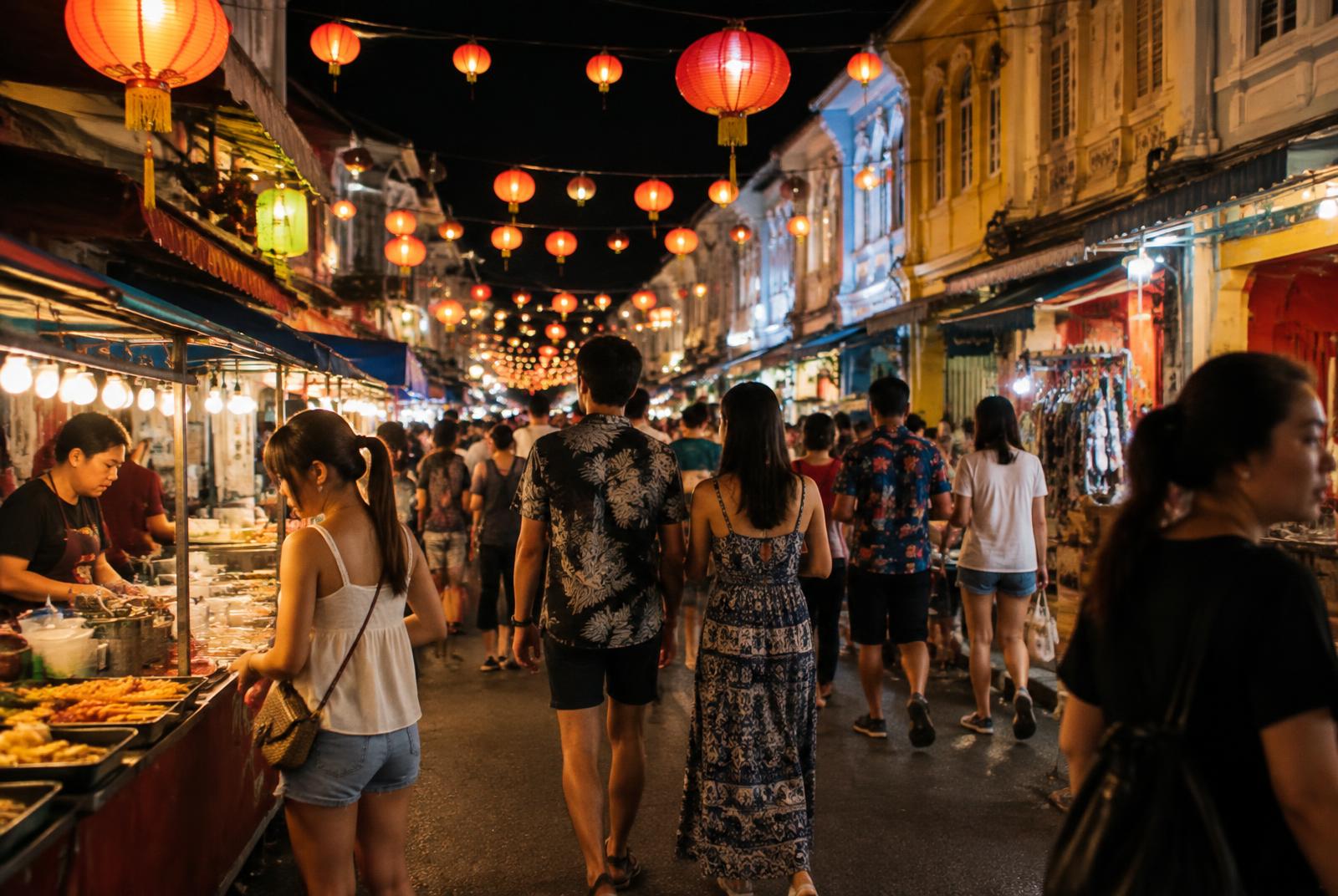 A Phuket night market in the evening